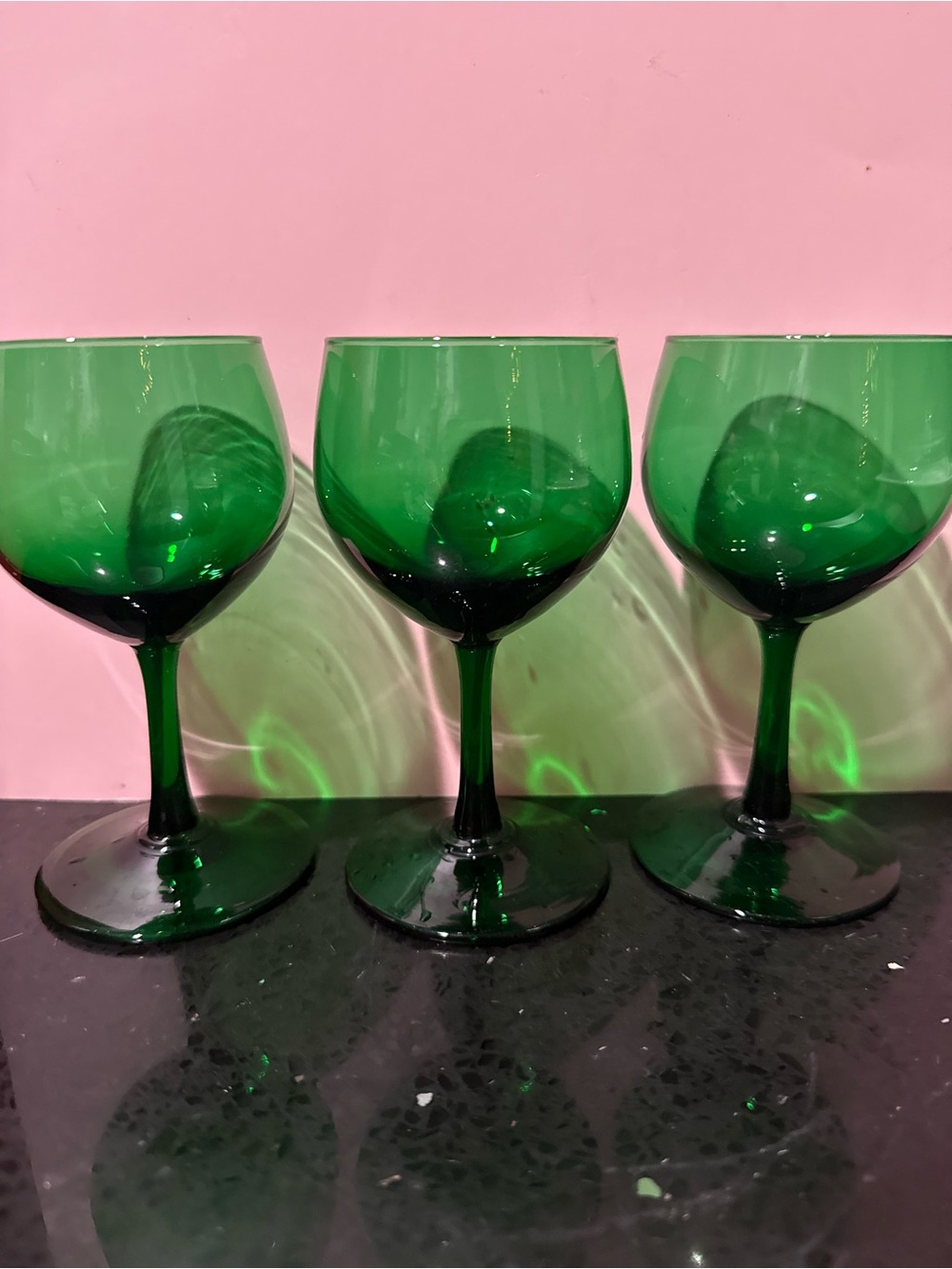 Libbey Emerald Green Stemmed Wine Glasses - Set of 3
